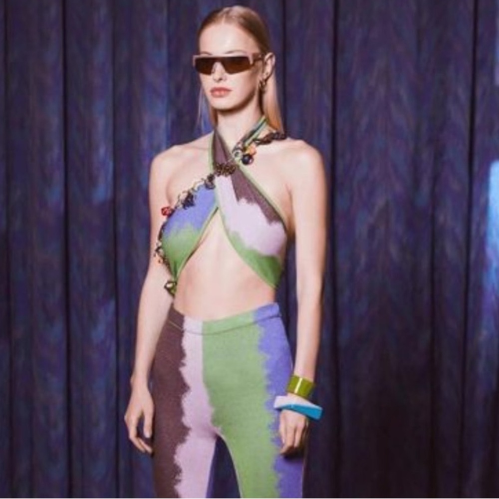 House of Sunny She's Electric Halter Top Sz S